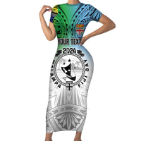 Malampa Fiji Day Short Sleeve Bodycon Dress Gradient Style