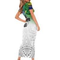 Malampa Fiji Day Short Sleeve Bodycon Dress Gradient Style