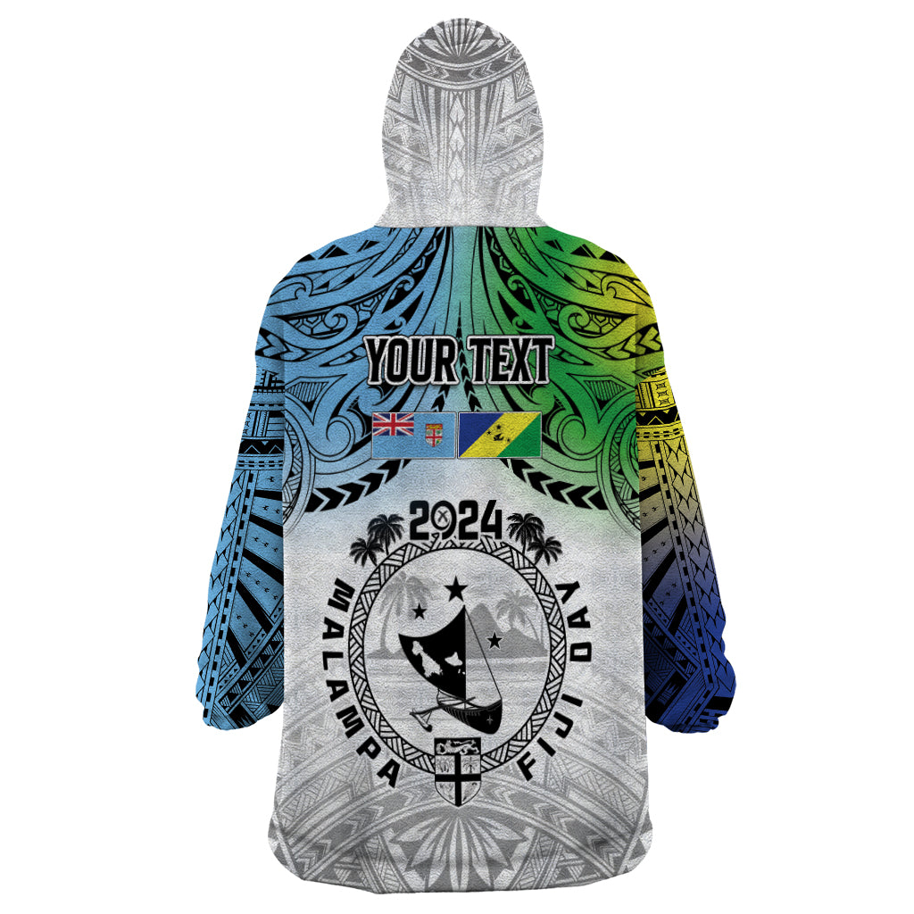 Malampa Fiji Day Wearable Blanket Hoodie Gradient Style