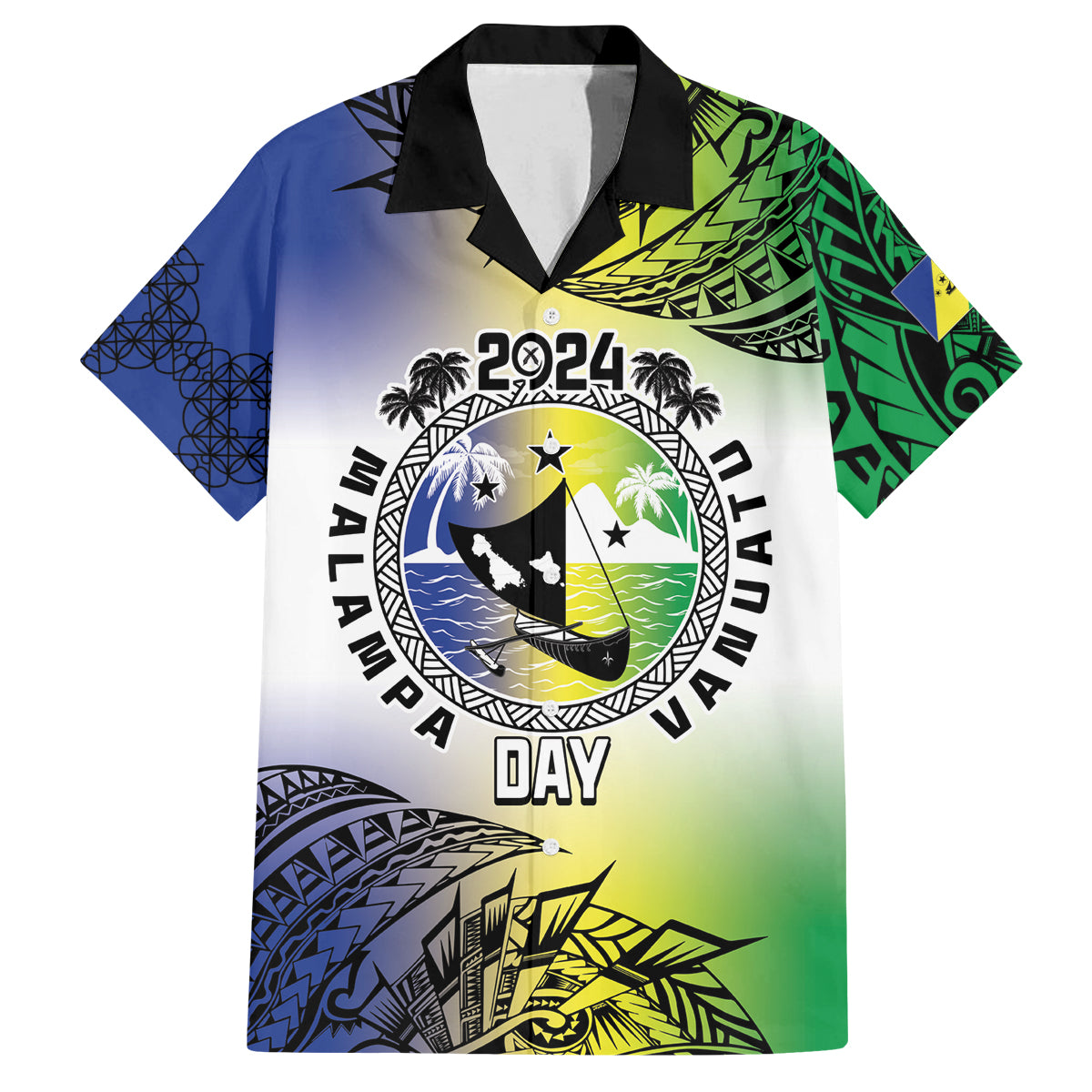 Malampa Day Family Matching Puletasi and Hawaiian Shirt Emblem Gradient Style LT7 Dad's Shirt - Short Sleeve Colorful - Polynesian Pride
