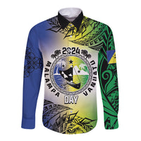 Malampa Day Long Sleeve Button Shirt Emblem Gradient Style