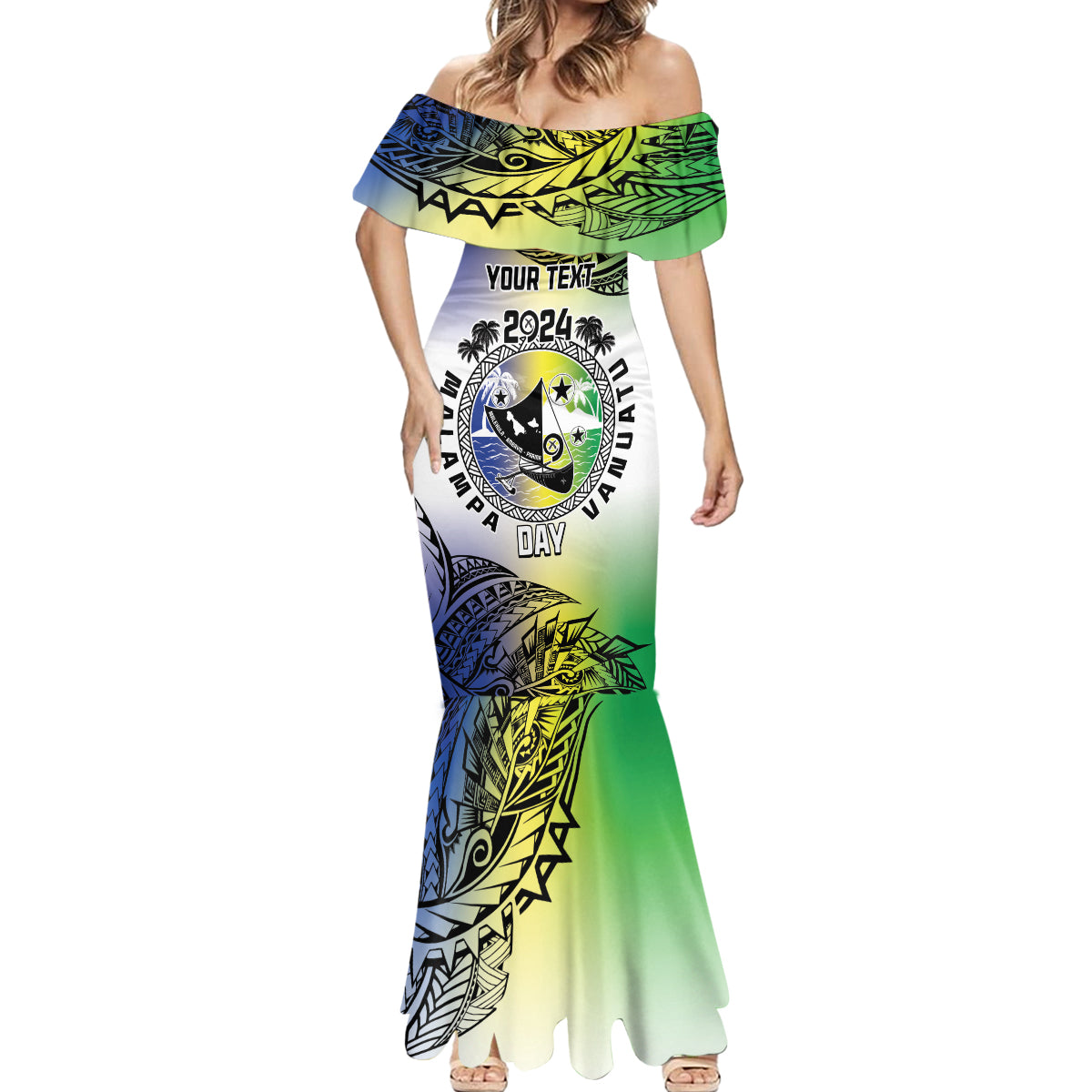 Malampa Day Mermaid Dress Emblem Gradient Style