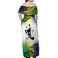 Malampa Day Off Shoulder Maxi Dress Emblem Gradient Style