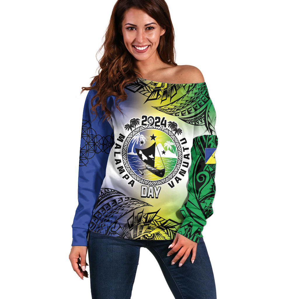 Malampa Day Off Shoulder Sweater Emblem Gradient Style