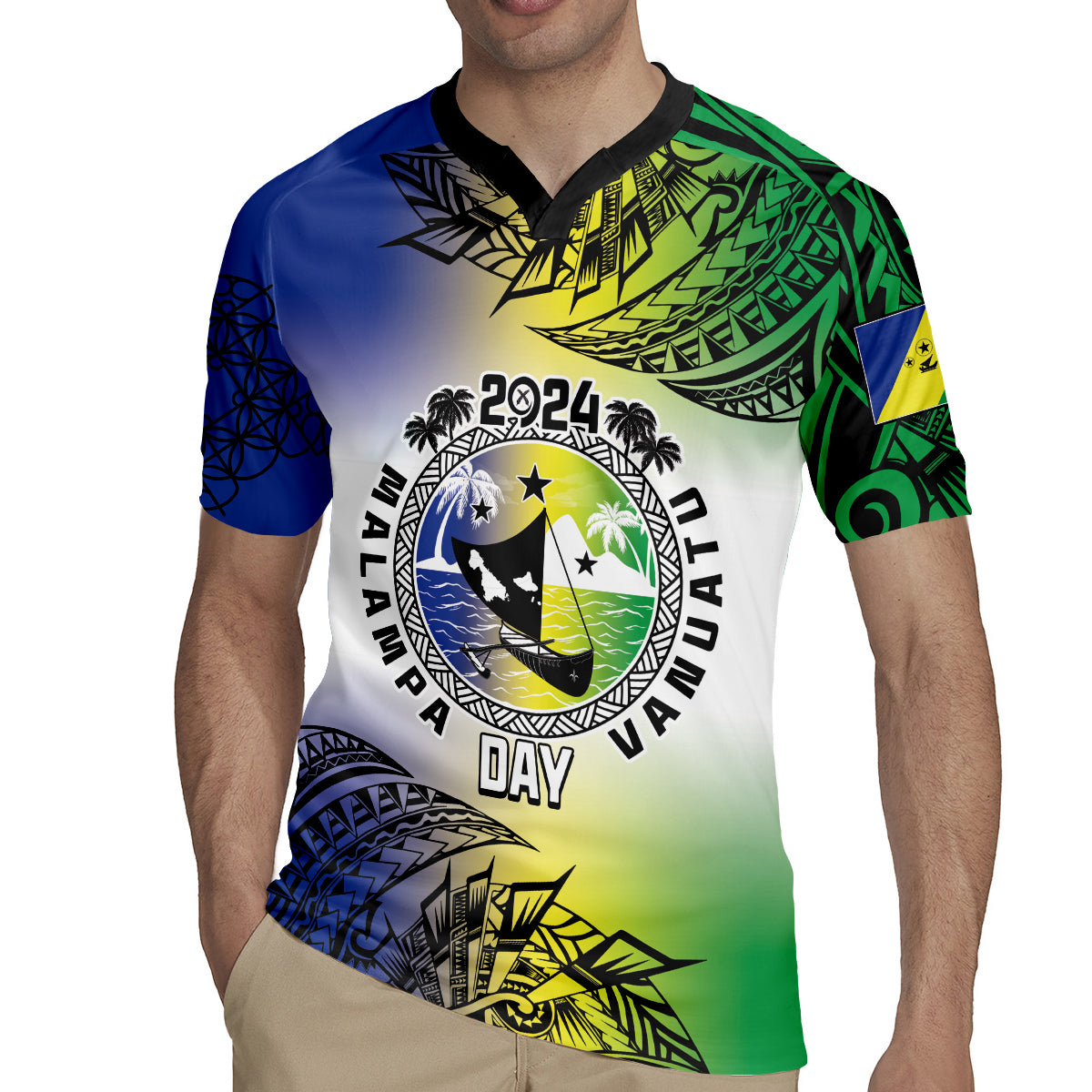 Malampa Day Rugby Jersey Emblem Gradient Style
