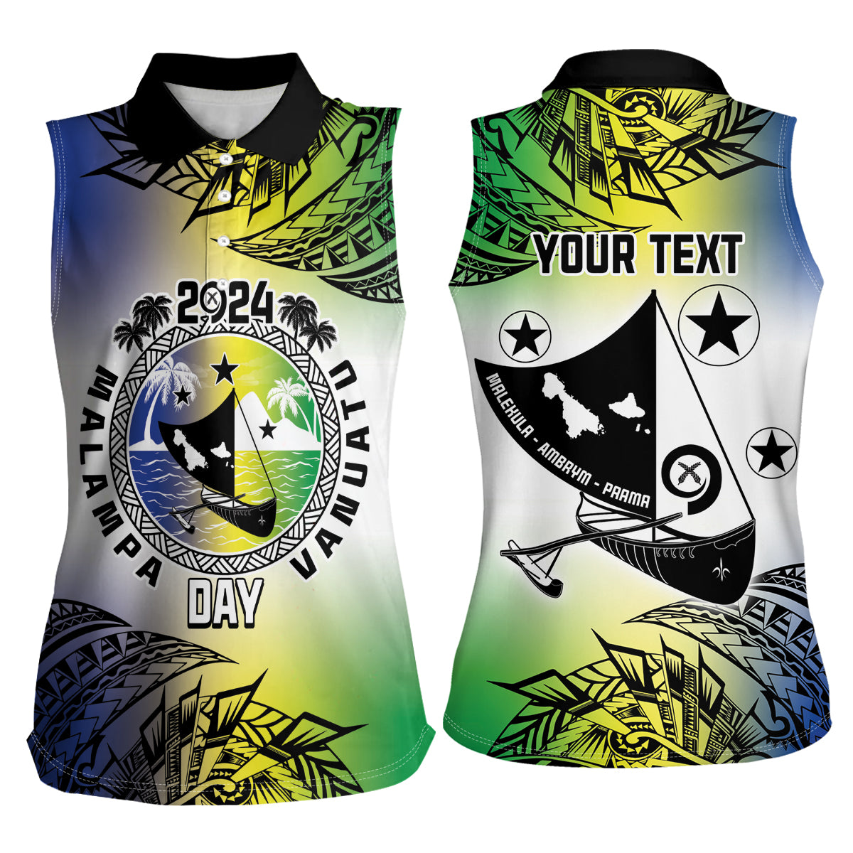 Malampa Day Women Sleeveless Polo Shirt Emblem Gradient Style