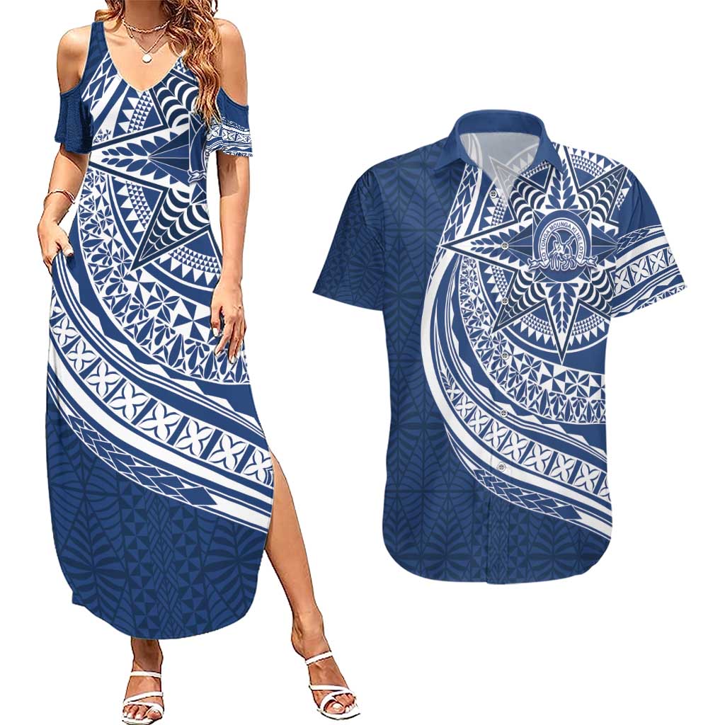 Tonga Queen Salote College Personalized Couples Matching Summer Maxi Dress and Hawaiian Shirt Ngatu Tokelaufeletoa Motifs