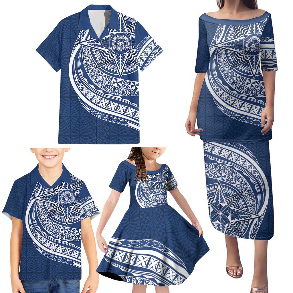 Tonga Queen Salote College Personalized Family Matching Puletasi and Hawaiian Shirt Ngatu Tokelaufeletoa Motifs