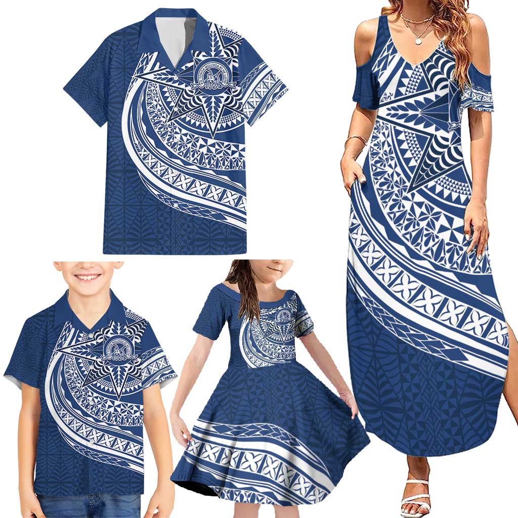 Tonga Queen Salote College Personalized Family Matching Summer Maxi Dress and Hawaiian Shirt Ngatu Tokelaufeletoa Motifs