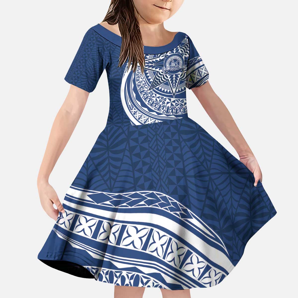 Tonga Queen Salote College Personalized Kid Short Sleeve Dress Ngatu Tokelaufeletoa Motifs