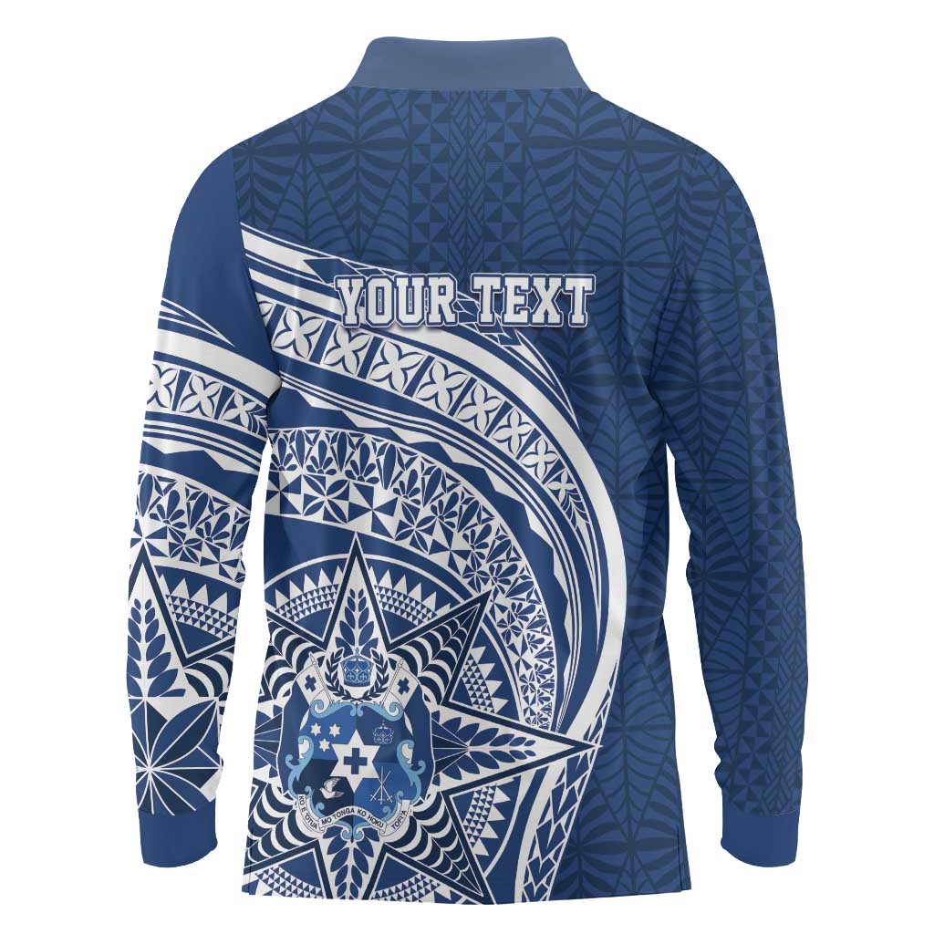 Tonga Queen Salote College Personalized Long Sleeve Polo Shirt Ngatu Tokelaufeletoa Motifs