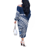 Tonga Queen Salote College Personalized Off The Shoulder Long Sleeve Dress Ngatu Tokelaufeletoa Motifs