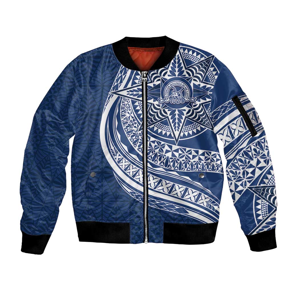 Tonga Queen Salote College Personalized Sleeve Zip Bomber Jacket Ngatu Tokelaufeletoa Motifs
