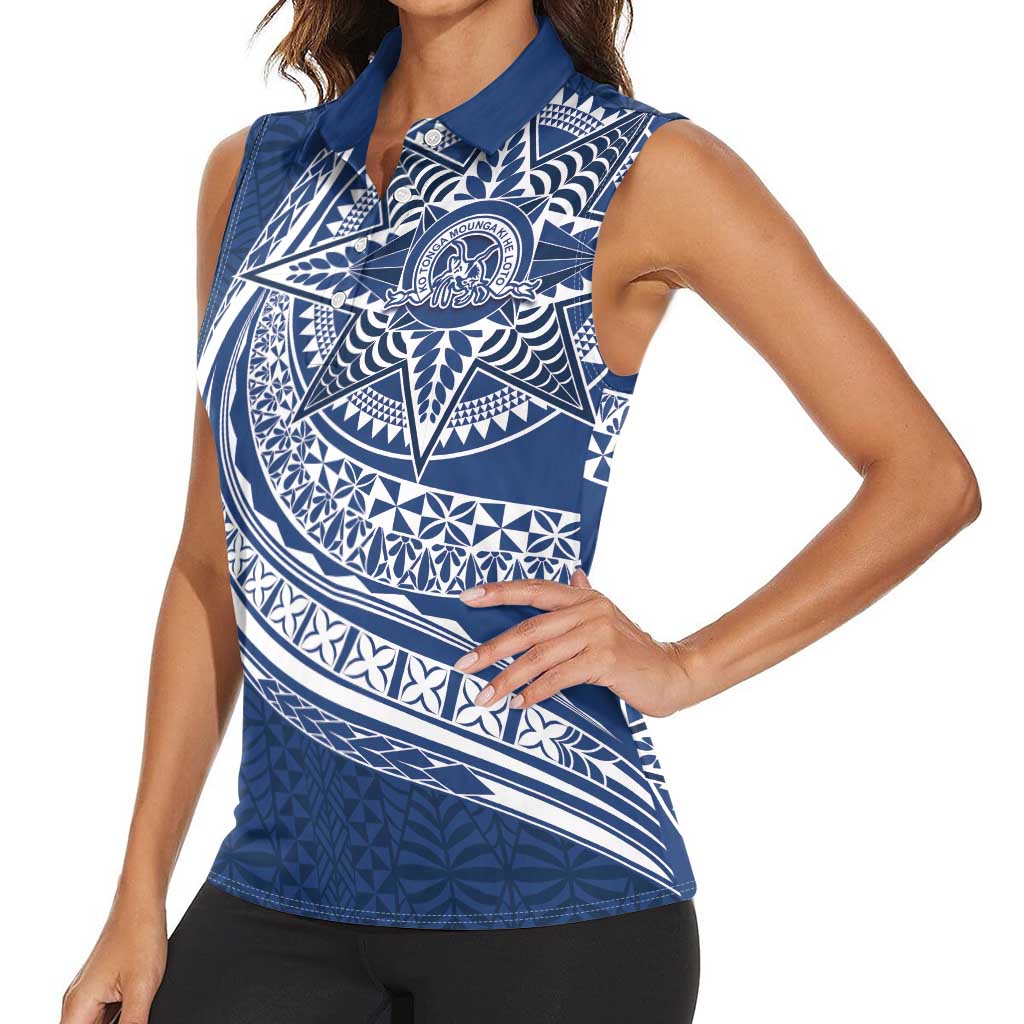 Tonga Queen Salote College Personalized Women Sleeveless Polo Shirt Ngatu Tokelaufeletoa Motifs