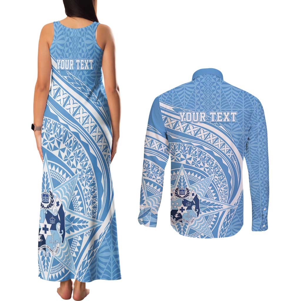 Tonga Apifo'ou Kolisi Personalized Couples Matching Tank Maxi Dress and Long Sleeve Button Shirt Ngatu Tokelaufeletoa Motifs
