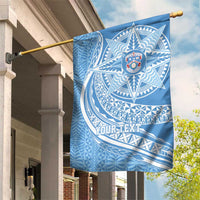 Tonga Apifo'ou Kolisi Personalized Garden Flag Ngatu Tokelaufeletoa Motifs LT7 House Flag Light Blue - Polynesian Pride