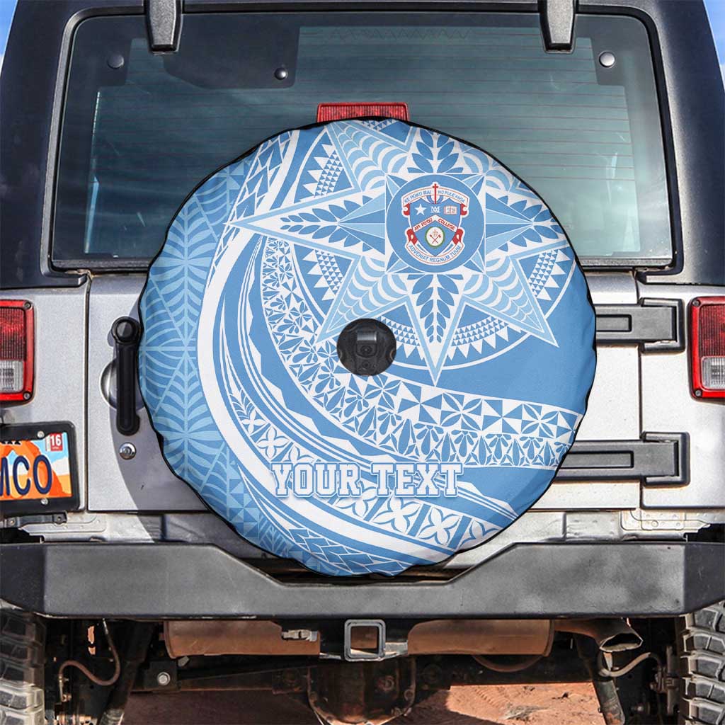 Tonga Apifo'ou Kolisi Personalized Spare Tire Cover Ngatu Tokelaufeletoa Motifs LT7 Light Blue - Polynesian Pride