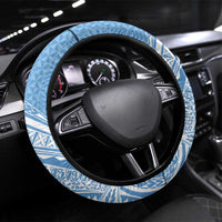 Tonga Apifo'ou Kolisi Steering Wheel Cover Ngatu Tokelaufeletoa Motifs LT7 Universal Fit Light Blue - Polynesian Pride