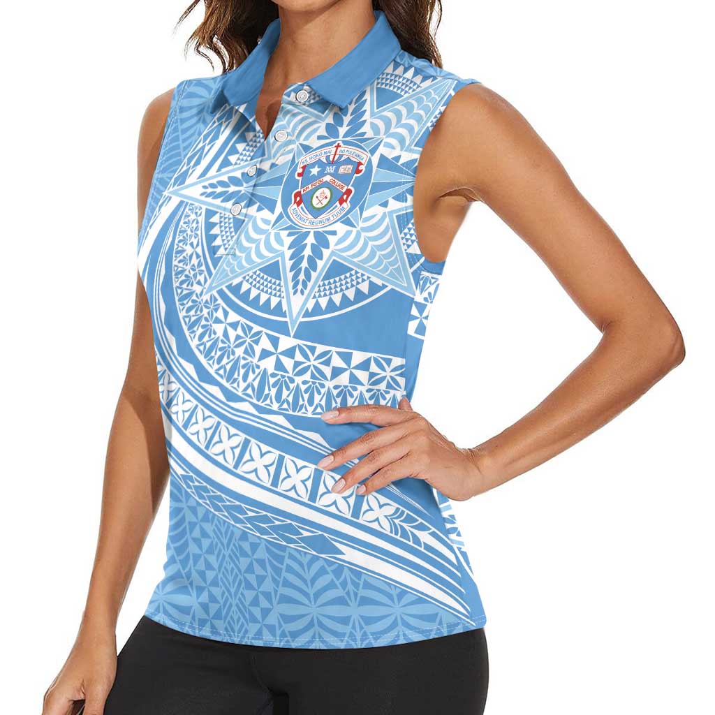 Tonga Apifo'ou Kolisi Personalized Women Sleeveless Polo Shirt Ngatu Tokelaufeletoa Motifs