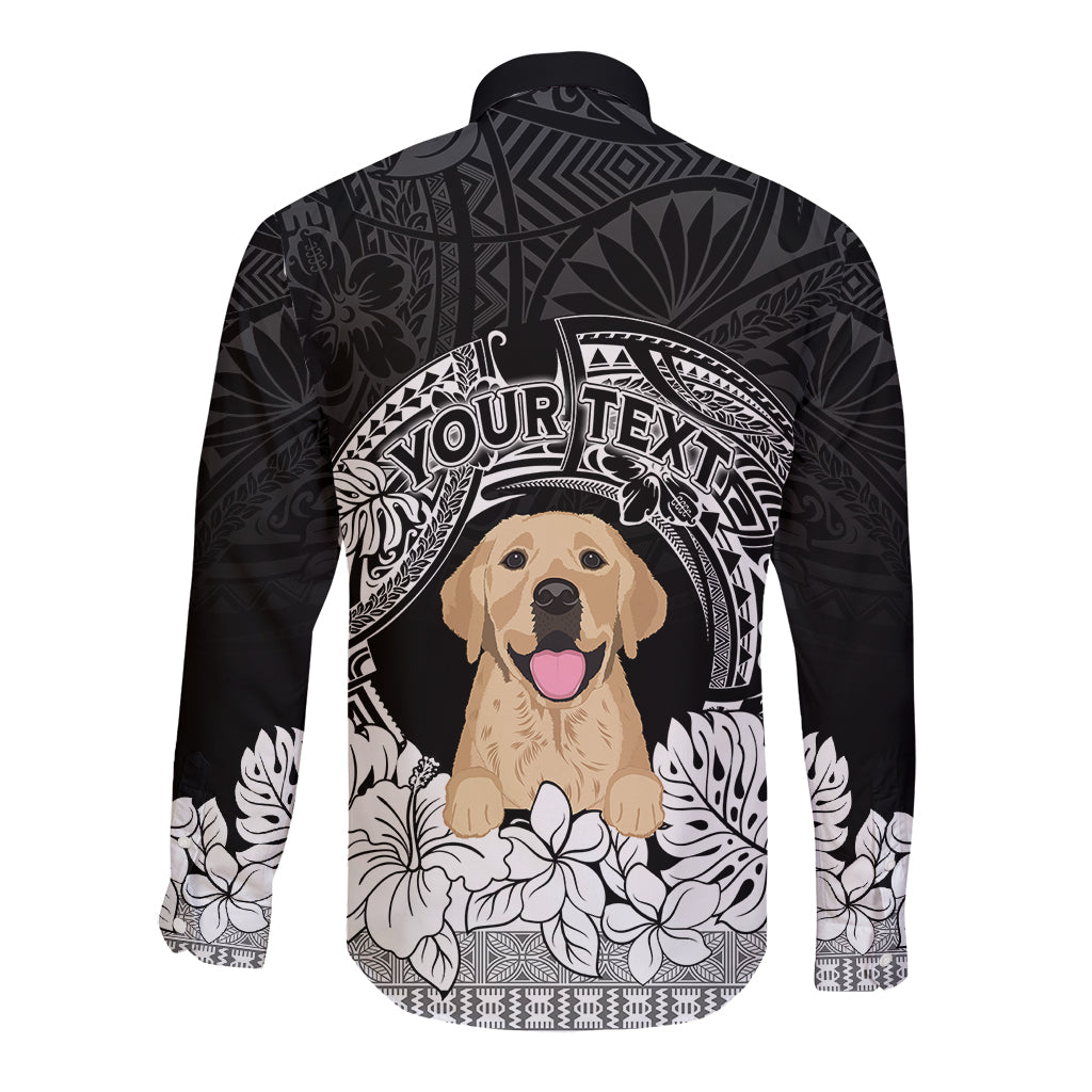 Personalised Dog Long Sleeve Button Shirt Golden Retriever With Polynesian Tapa Arch LT7 - Polynesian Pride