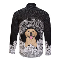 Personalised Dog Long Sleeve Button Shirt Golden Retriever With Polynesian Tapa Arch LT7 - Polynesian Pride
