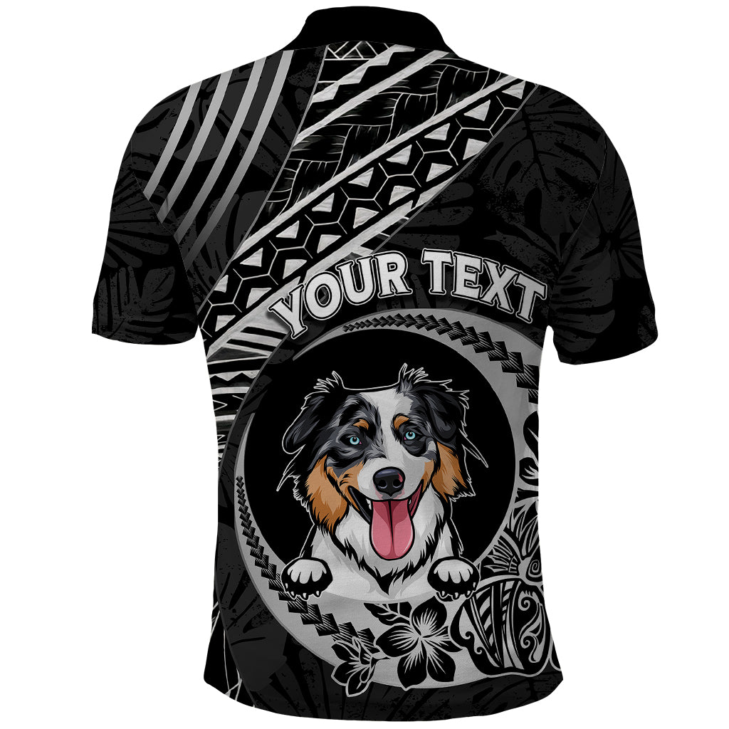 Personalised Polynesian Dog Polo Shirt With Australian Shepherd - Crescent Style LT7 - Polynesian Pride