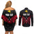 Personalised PNG Couples Matching Off Shoulder Short Dress and Long Sleeve Button Shirts Papua Motuan Mirror Style LT7 - Polynesian Pride
