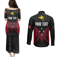 Personalised PNG Couples Matching Puletasi Dress and Long Sleeve Button Shirts Papua Motuan Mirror Style LT7 - Polynesian Pride
