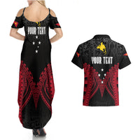 Personalised PNG Couples Matching Summer Maxi Dress and Hawaiian Shirt Papua Motuan Mirror Style LT7 - Polynesian Pride