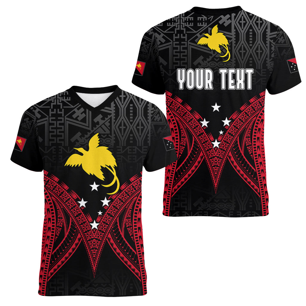 Personalised PNG Women V Neck T Shirt Papua Motuan Mirror Style LT7 - Polynesian Pride