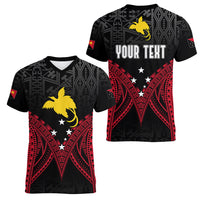 Personalised PNG Women V Neck T Shirt Papua Motuan Mirror Style LT7 - Polynesian Pride