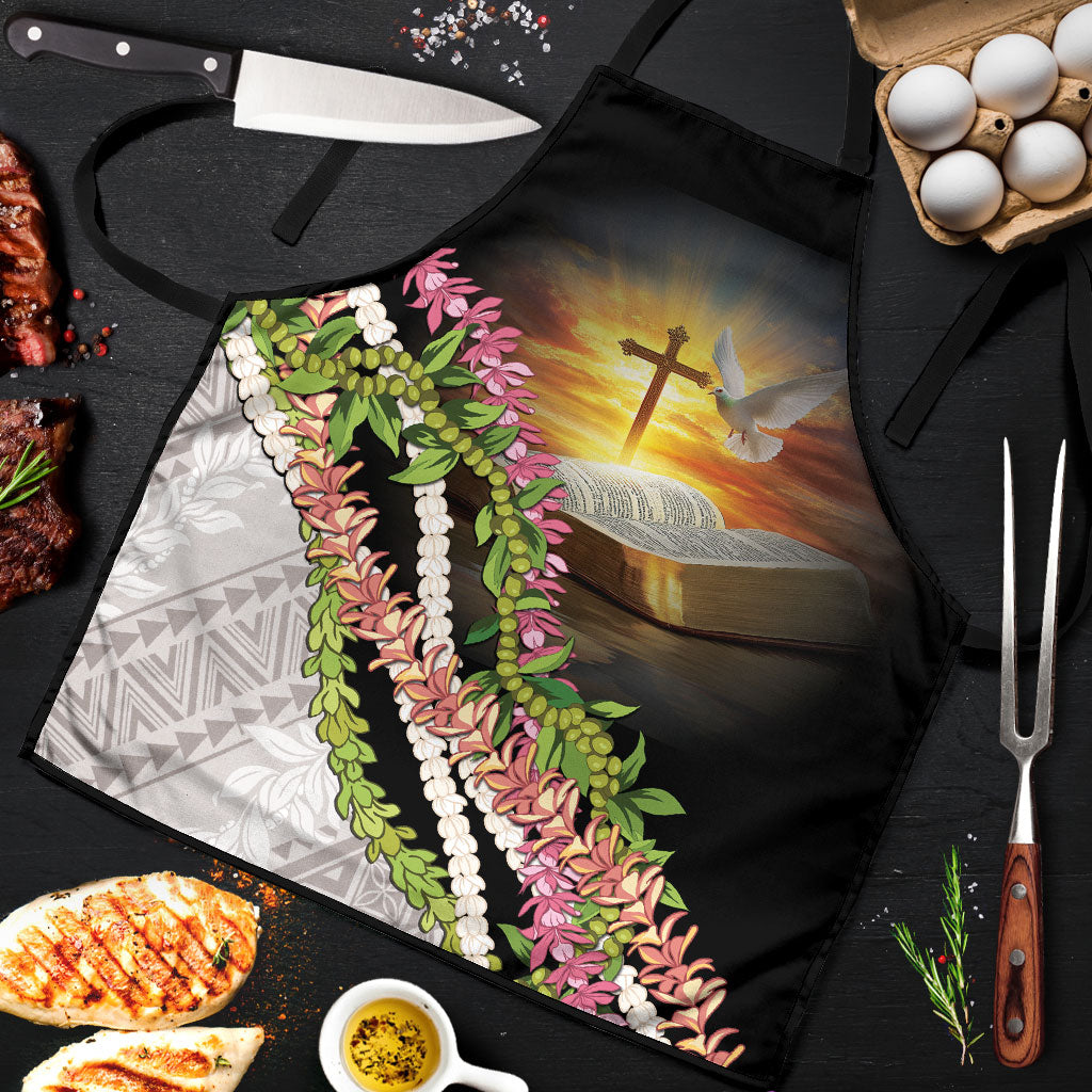 Hawaii Mokihana Mix Pikake Leis Mahalo 'Olelo Apron Black