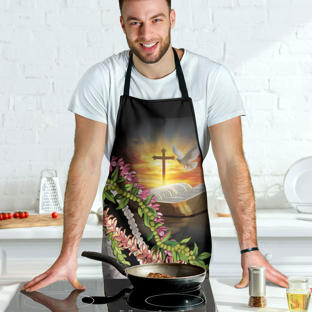 Hawaii Mokihana Mix Pikake Leis Mahalo 'Olelo Apron Black