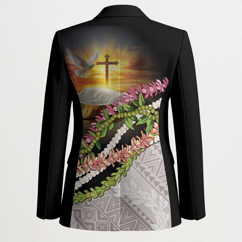 Hawaii Mokihana Mix Pikake Leis Mahalo 'Olelo Blazer Black