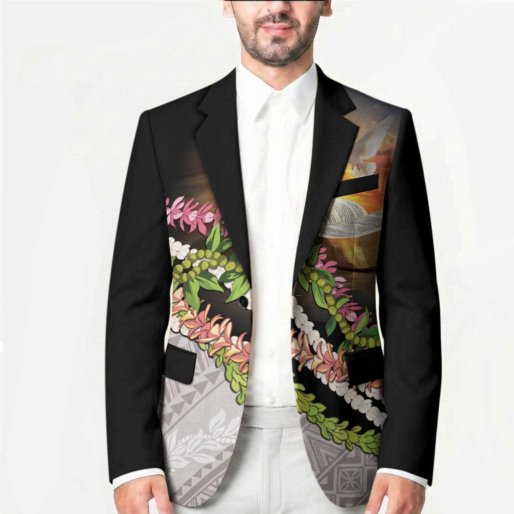 Hawaii Mokihana Mix Pikake Leis Mahalo 'Olelo Blazer Black