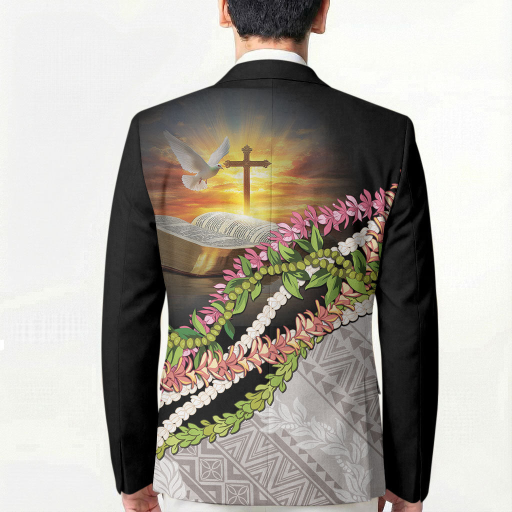 Hawaii Mokihana Mix Pikake Leis Mahalo 'Olelo Blazer Black
