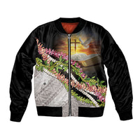Hawaii Mokihana Mix Pikake Leis Mahalo 'Olelo Bomber Jacket Black