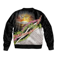 Hawaii Mokihana Mix Pikake Leis Mahalo 'Olelo Bomber Jacket Black