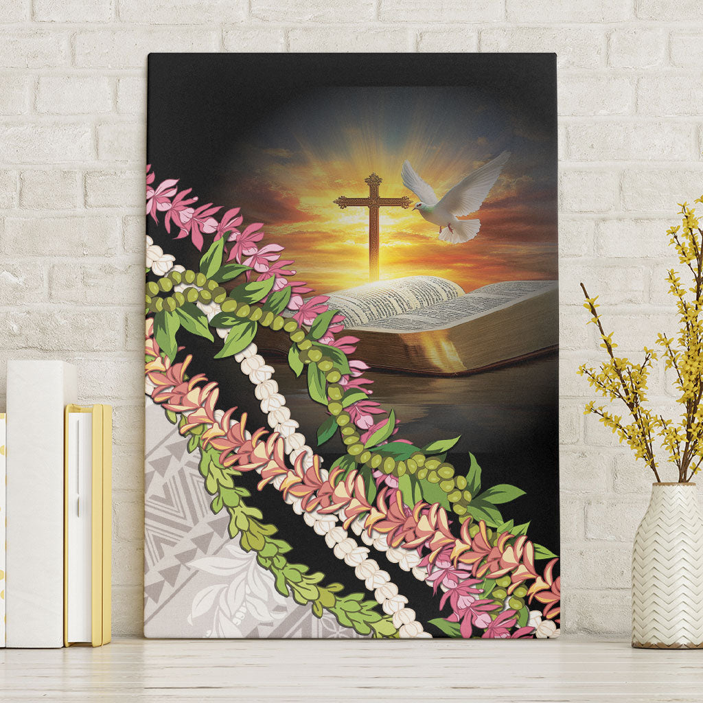 Hawaii Mokihana Mix Pikake Leis Mahalo 'Olelo Canvas Wall Art Black