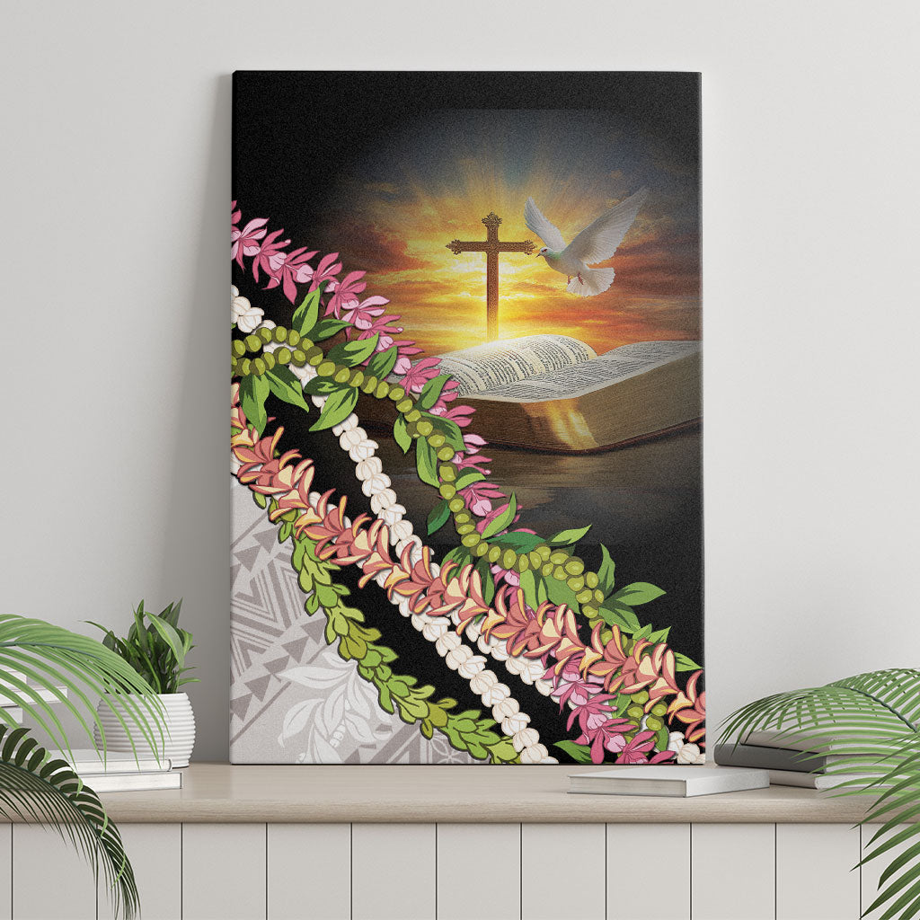 Hawaii Mokihana Mix Pikake Leis Mahalo 'Olelo Canvas Wall Art Black