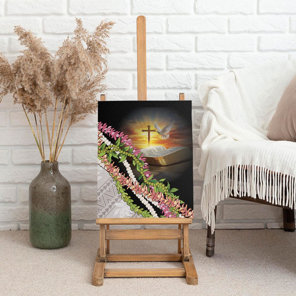 Hawaii Mokihana Mix Pikake Leis Mahalo 'Olelo Canvas Wall Art Black