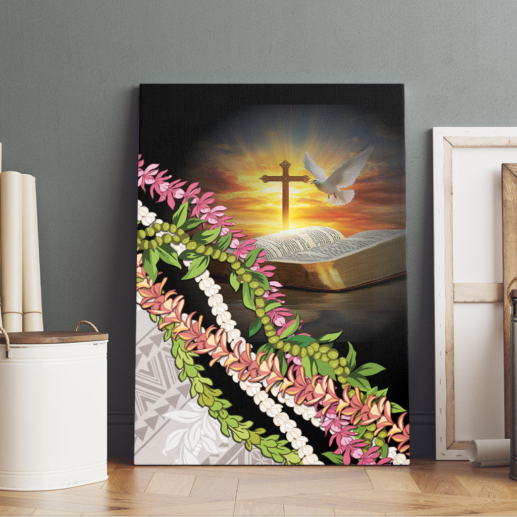 Hawaii Mokihana Mix Pikake Leis Mahalo 'Olelo Canvas Wall Art Black