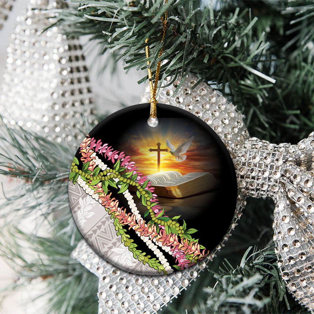 Hawaii Mokihana Mix Pikake Leis Mahalo 'Olelo Ceramic Ornament Black