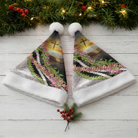 Hawaii Mokihana Mix Pikake Leis Mahalo 'Olelo Christmas Santa Hat Black