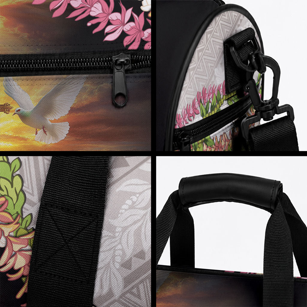 Hawaii Mokihana Mix Pikake Leis Mahalo 'Olelo Duffle Bag Black