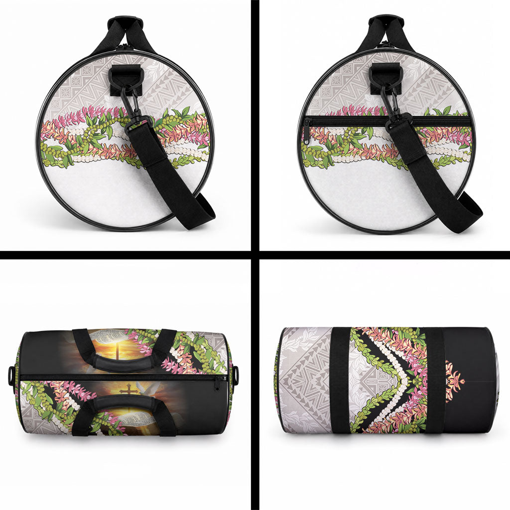 Hawaii Mokihana Mix Pikake Leis Mahalo 'Olelo Duffle Bag Black
