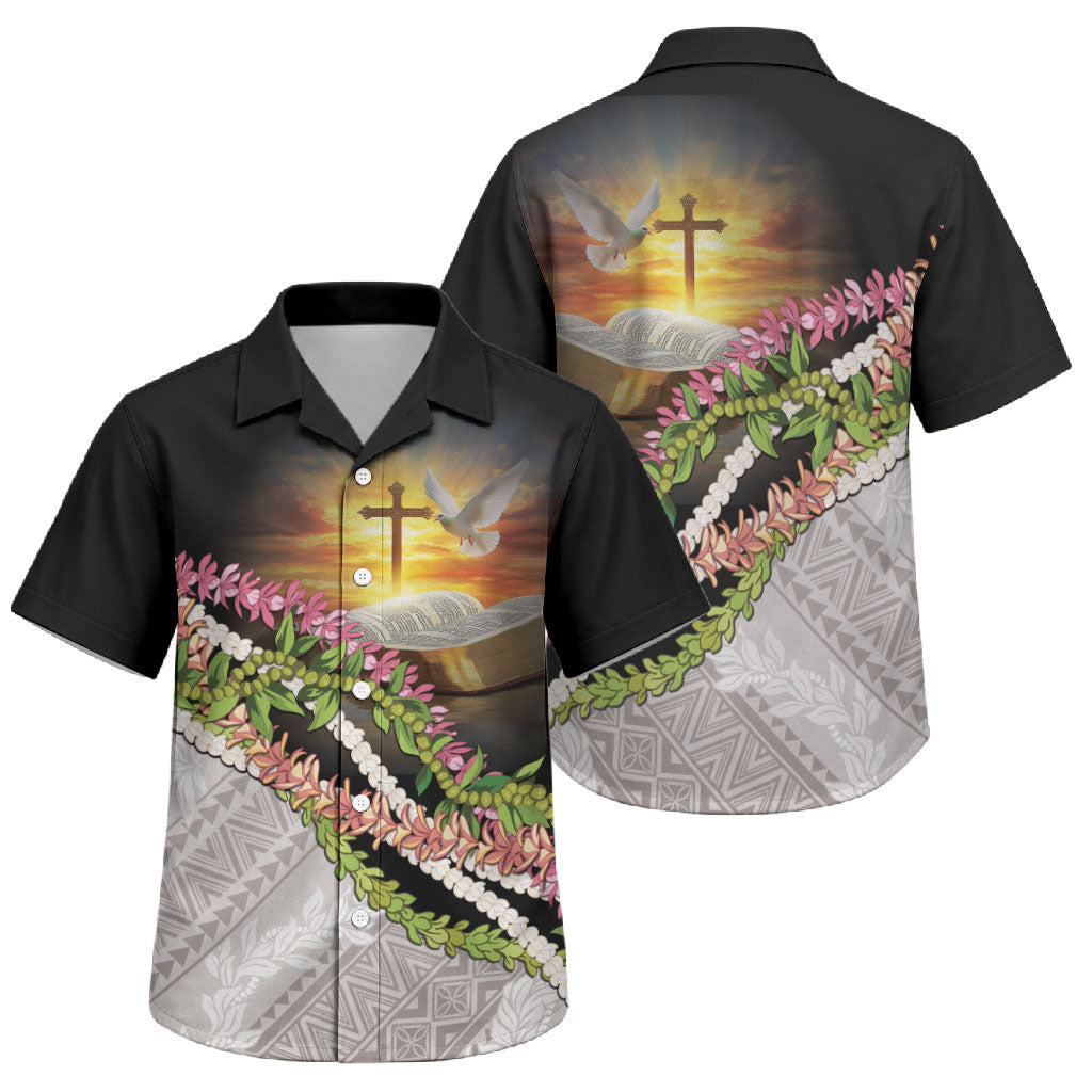 Hawaii Mokihana Mix Pikake Leis Mahalo 'Olelo Family Matching Long Sleeve Bodycon Dress and Hawaiian Shirt Black