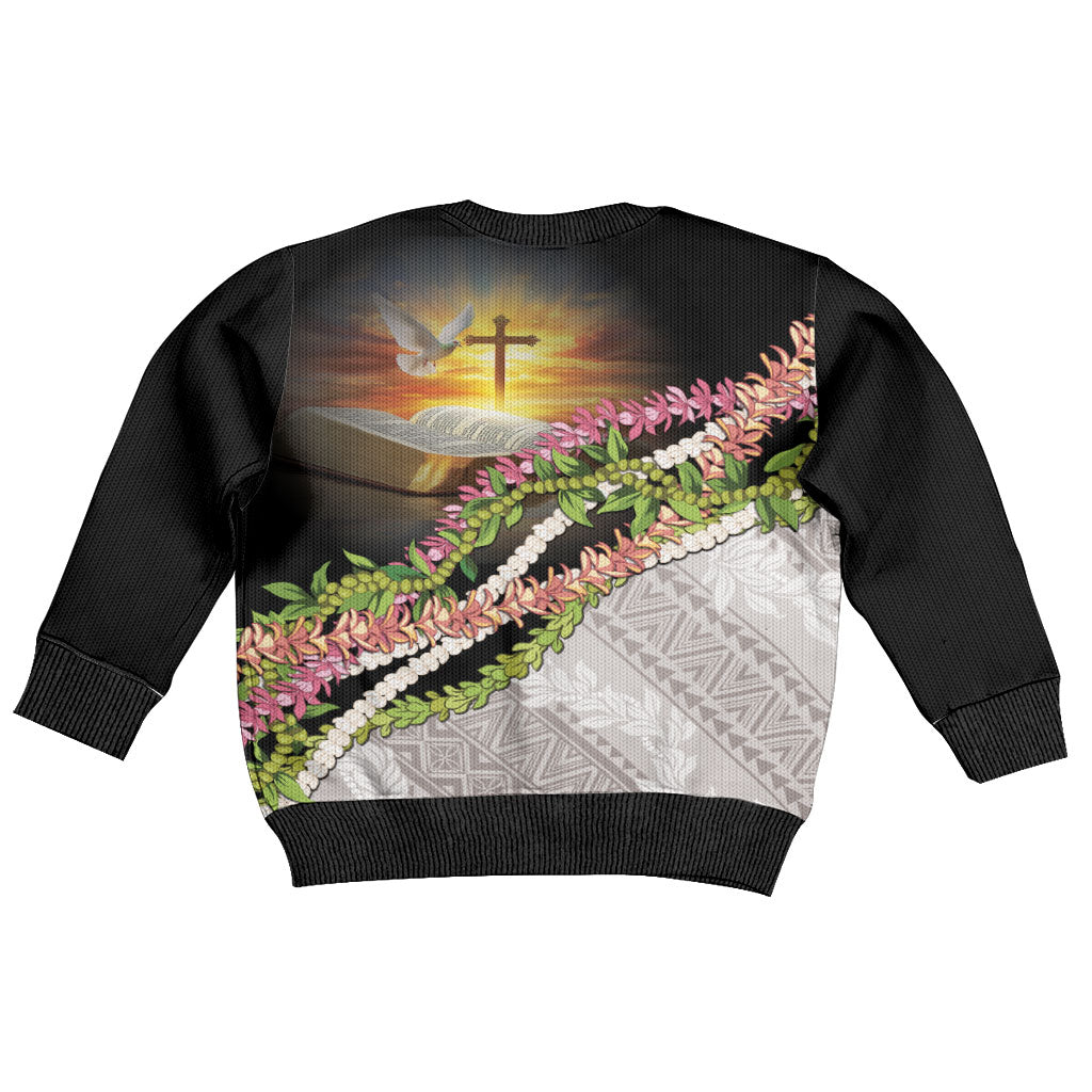 Hawaii Mokihana Mix Pikake Leis Mahalo 'Olelo Kid Ugly Christmas Sweater Black