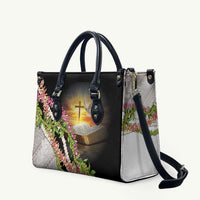 Hawaii Mokihana Mix Pikake Leis Mahalo 'Olelo Leather Bag Black