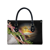Hawaii Mokihana Mix Pikake Leis Mahalo 'Olelo Leather Bag Black